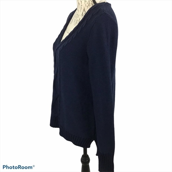 Chaps V-Neck Knit Navy Blue Sweater - Picture 4 of 8